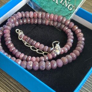 Mine Finds by Jay King Pink Sapphire Faceted Rondelle Bead Necklace (P)